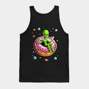 Space Alien Riding Donut Tank Top